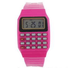 Load image into Gallery viewer, 1 Rubber Unisex Casual Electronic Square Watch Waterproof Buckle Fashion Digital Children Calculator Display Pcs No