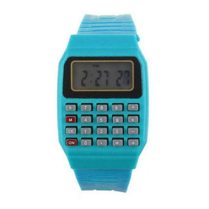 1 Rubber Unisex Casual Electronic Square Watch Waterproof Buckle Fashion Digital Children Calculator Display Pcs No