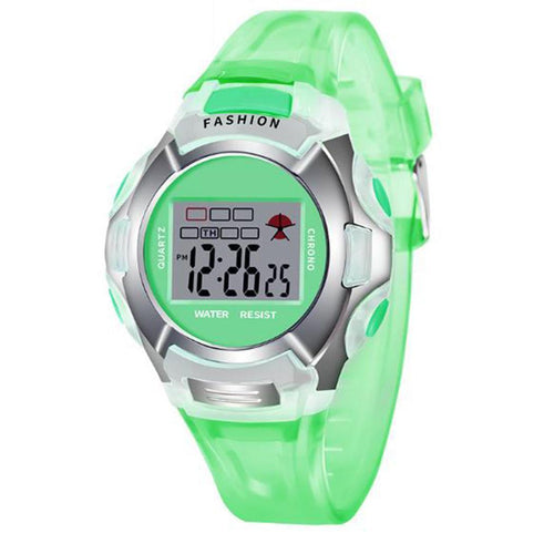 Child Fashion Multifunction Waterproof Sport Digital Alarm Wrist 1.5cm/0.6inch Casual Watch Buckle Unisex Round