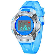 Load image into Gallery viewer, Child Fashion Multifunction Waterproof Sport Digital Alarm Wrist 1.5cm/0.6inch Casual Watch Buckle Unisex Round